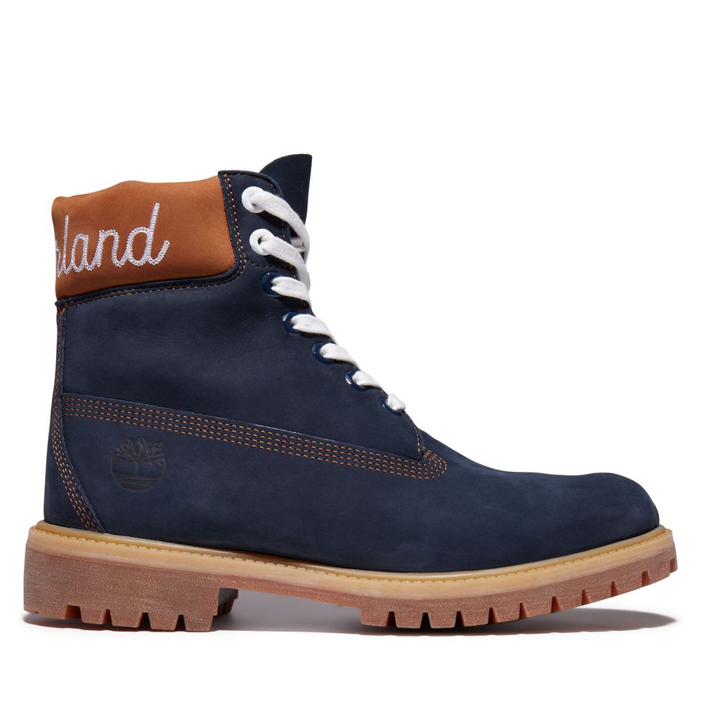 Timberland Mens 6-Inch Boots Premium Waterproof - Navy - India MC8923654